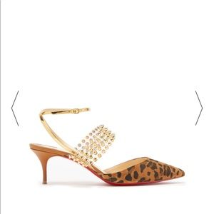Louboutin Size 37 leopard and gold studded